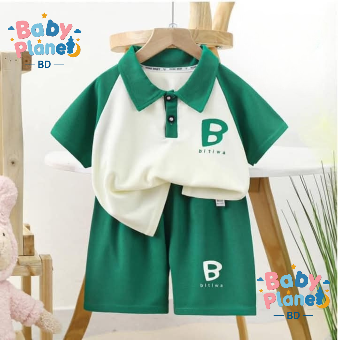 Children’s Summer Short-Sleeve Waffle Suit – Lightweight Top & Shorts Set for Boys